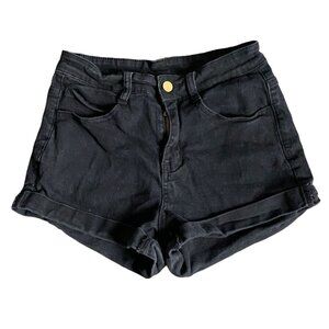 Unbranded Womens Cuffed Denim Shorts-Black-Size Small-GUC